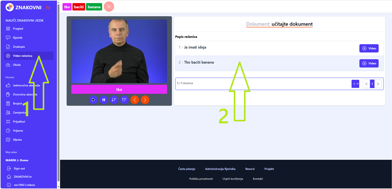 Korak 11 - Pregled cijelih rečenica u video formatu