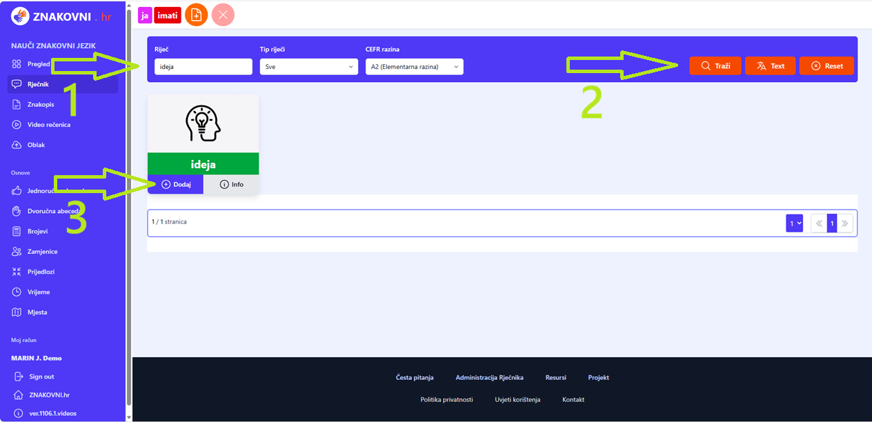 Korak 5 - Pretraga riječi